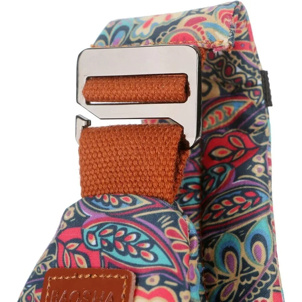 Women's Floral Polyester Crossbody Sling Bag Compact Lightweight Multi-Pocket
